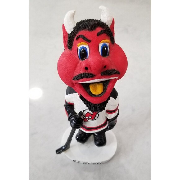 New Jersey Devils Mascot Bobblehead in White Jersey by Bobble Dobbles Rare 2001 - Picture 1 of 10